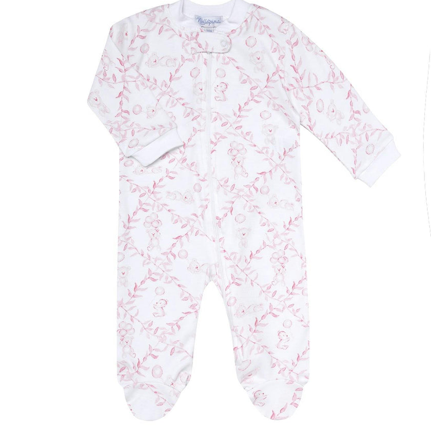 Pink Bears Trellace Zipper Footie