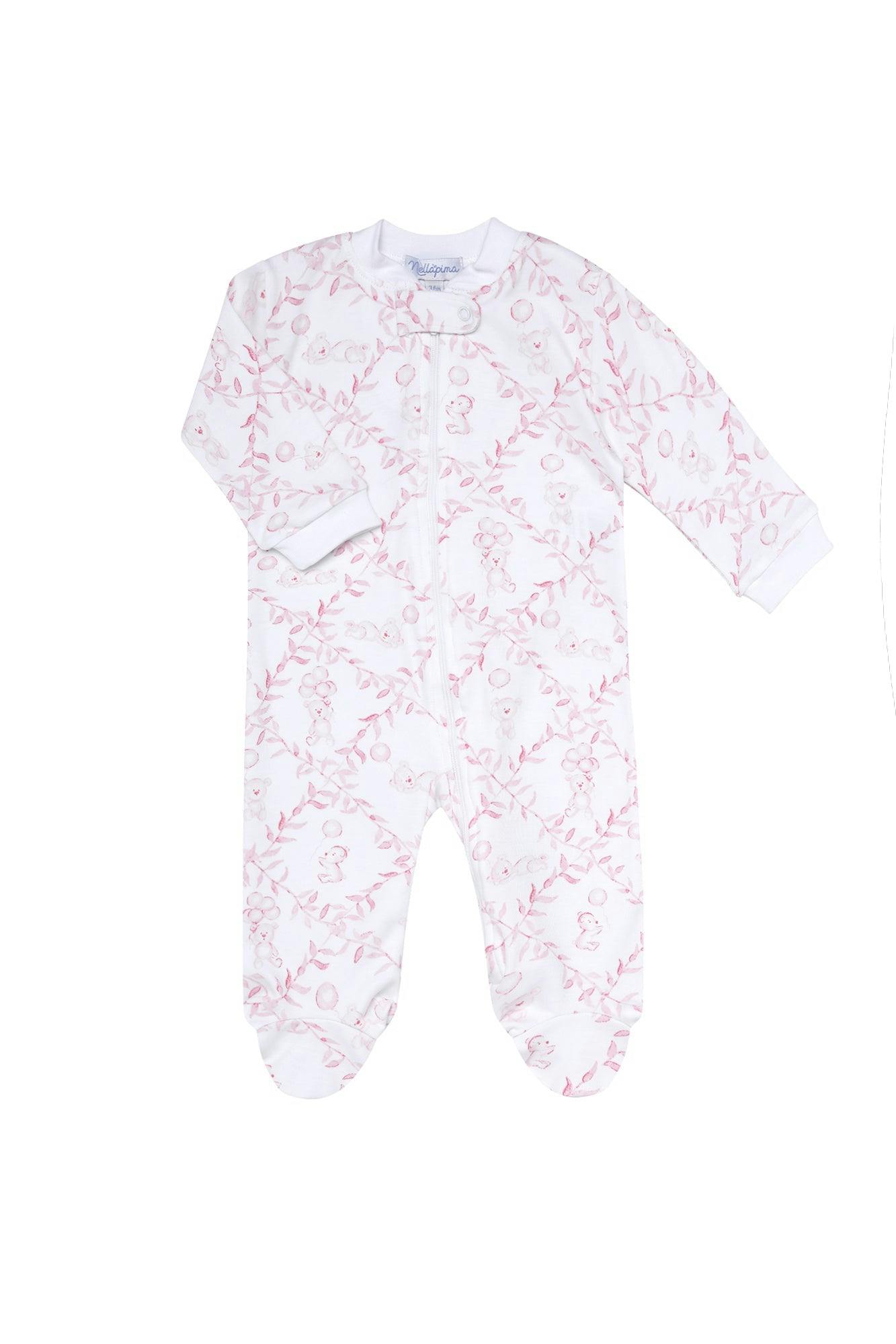 Pink Bears Trellace Zipper Footie