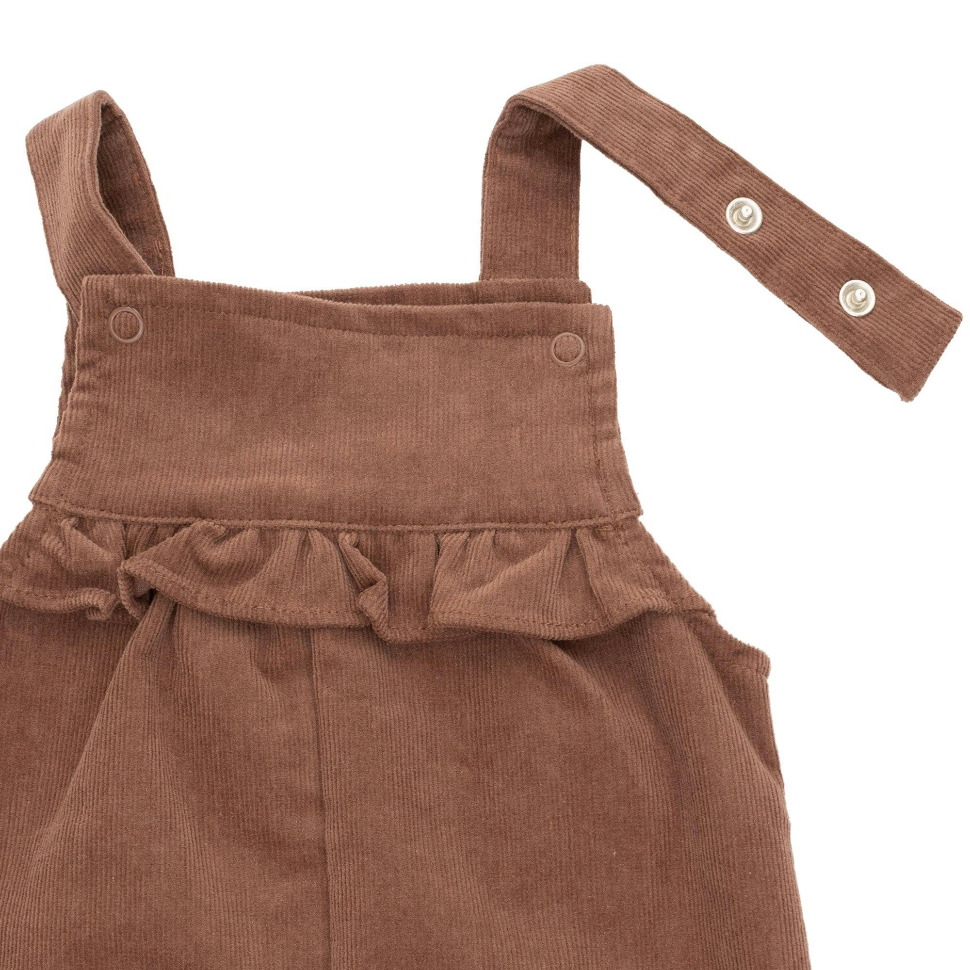 Solid Beaver Fur Corduroy - Yoke Ruffle Overall
