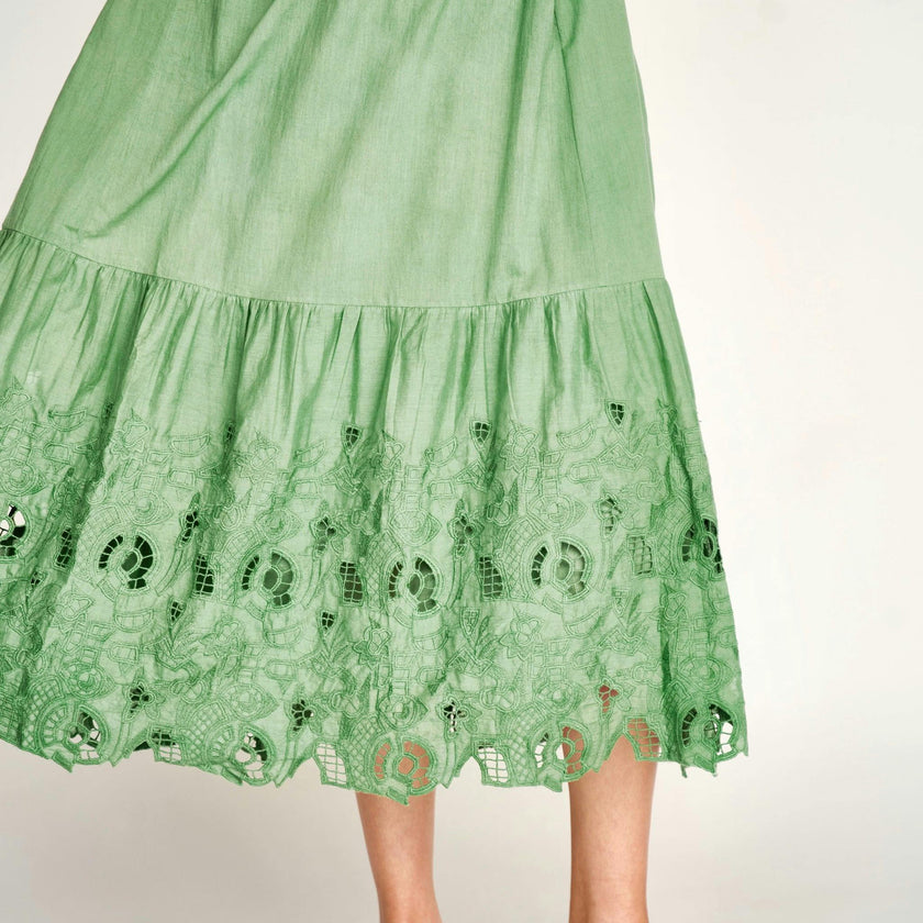 Monaco Dress in Mint Embroidered Deco (Starts Shipping April 10th)