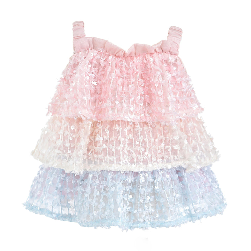 Pink Pastel Elunara Ruffle Set with Hair Clip