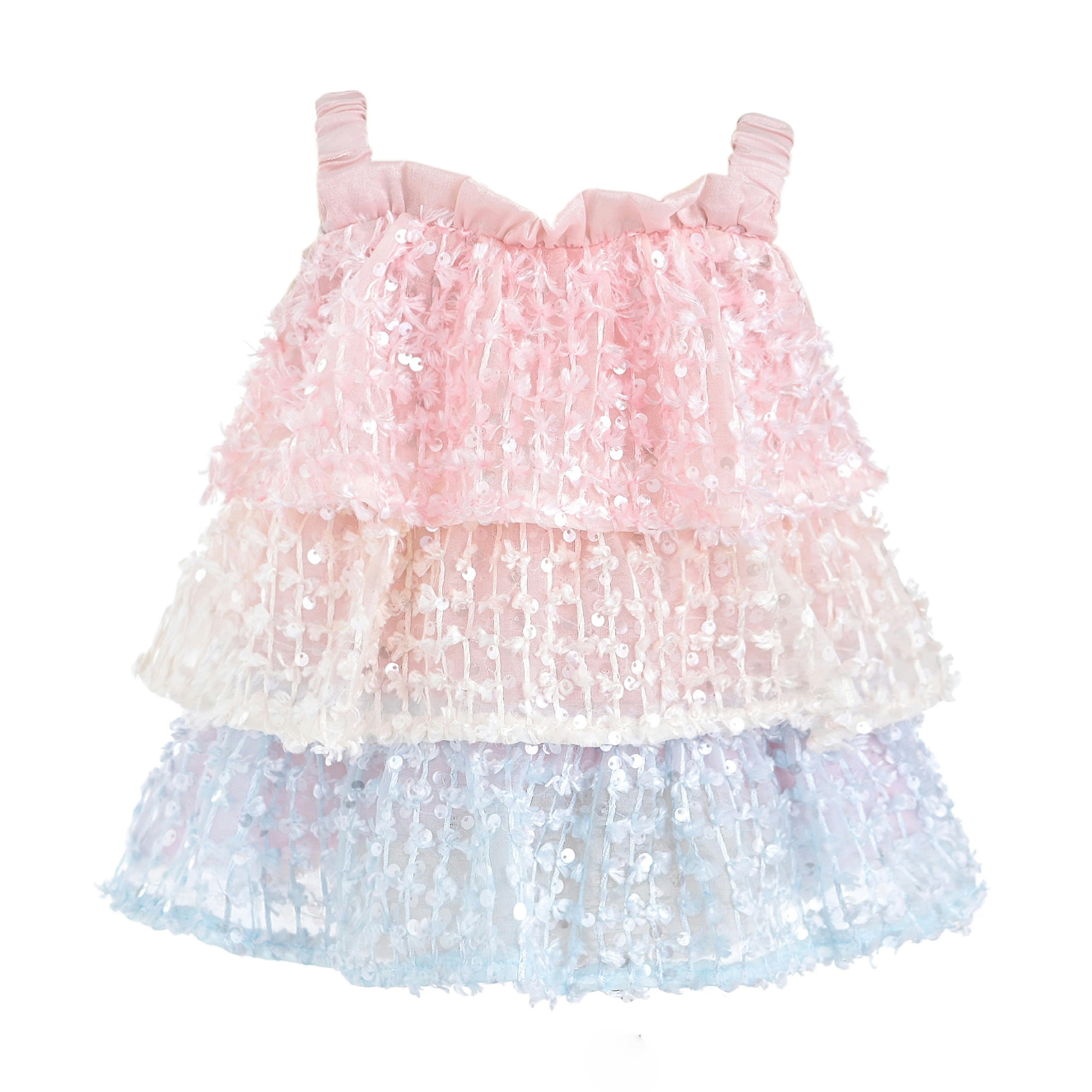 Pink Pastel Elunara Ruffle Set with Hair Clip