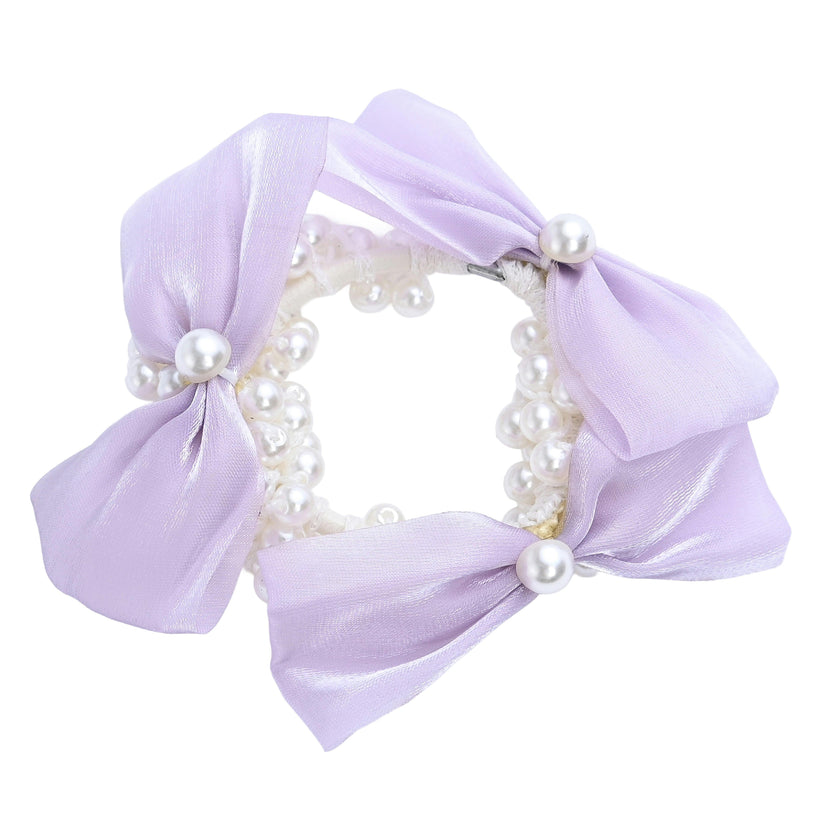 Pearl Bow Scrunchie Set