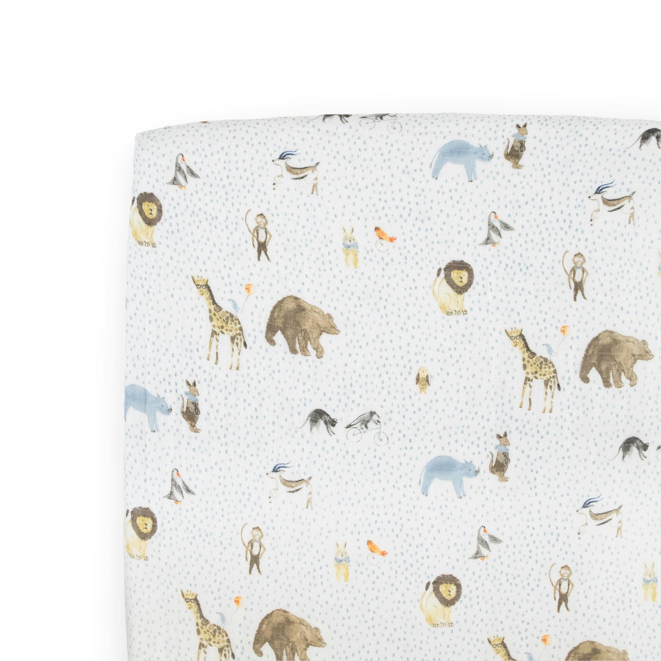 Cotton Muslin Crib Sheet - Party Animals