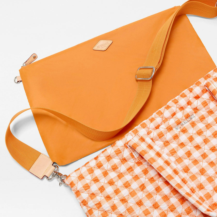 Sunset Orange Gingham Medium Metro Tote Deluxe