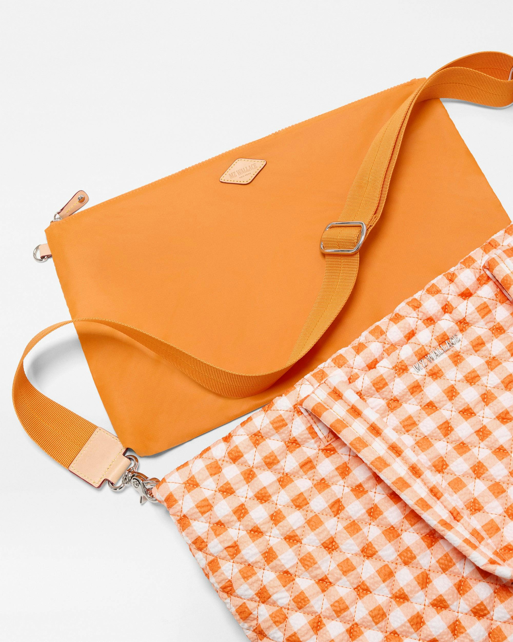 Sunset Orange Gingham Medium Metro Tote Deluxe