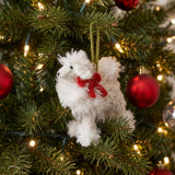 White Poodle Hand Knit Christmas Ornament