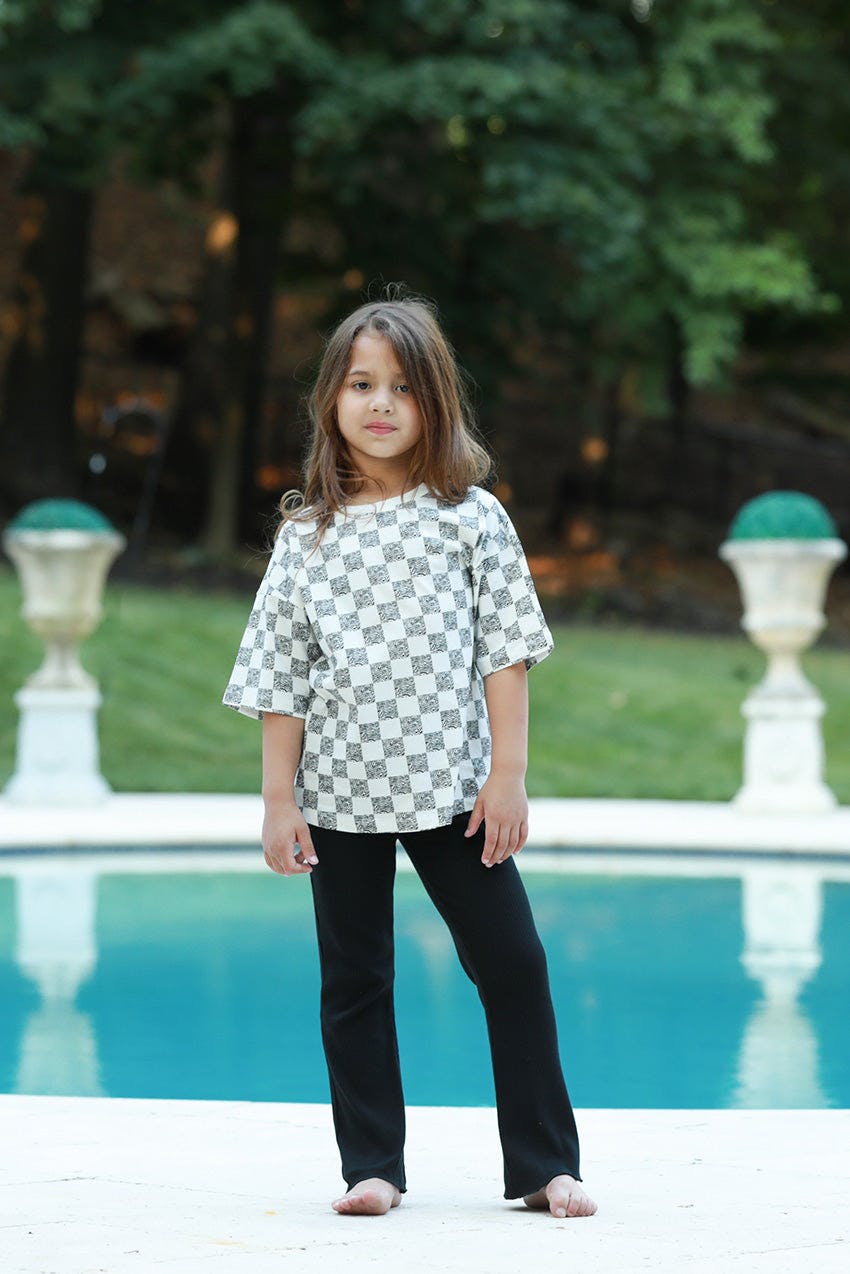 Relaxed Cotton T-Shirt With Checker Print
