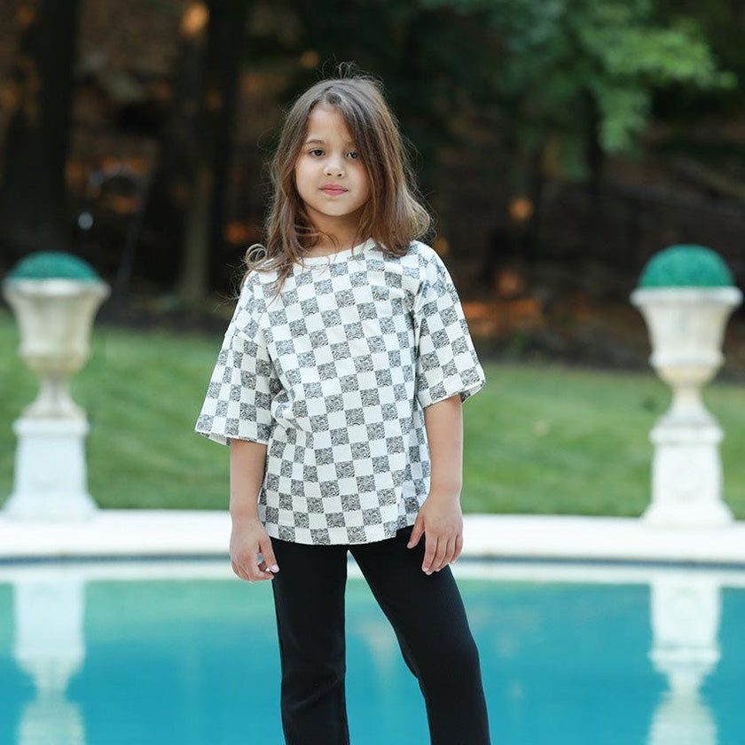 Relaxed Cotton T-Shirt With Checker Print