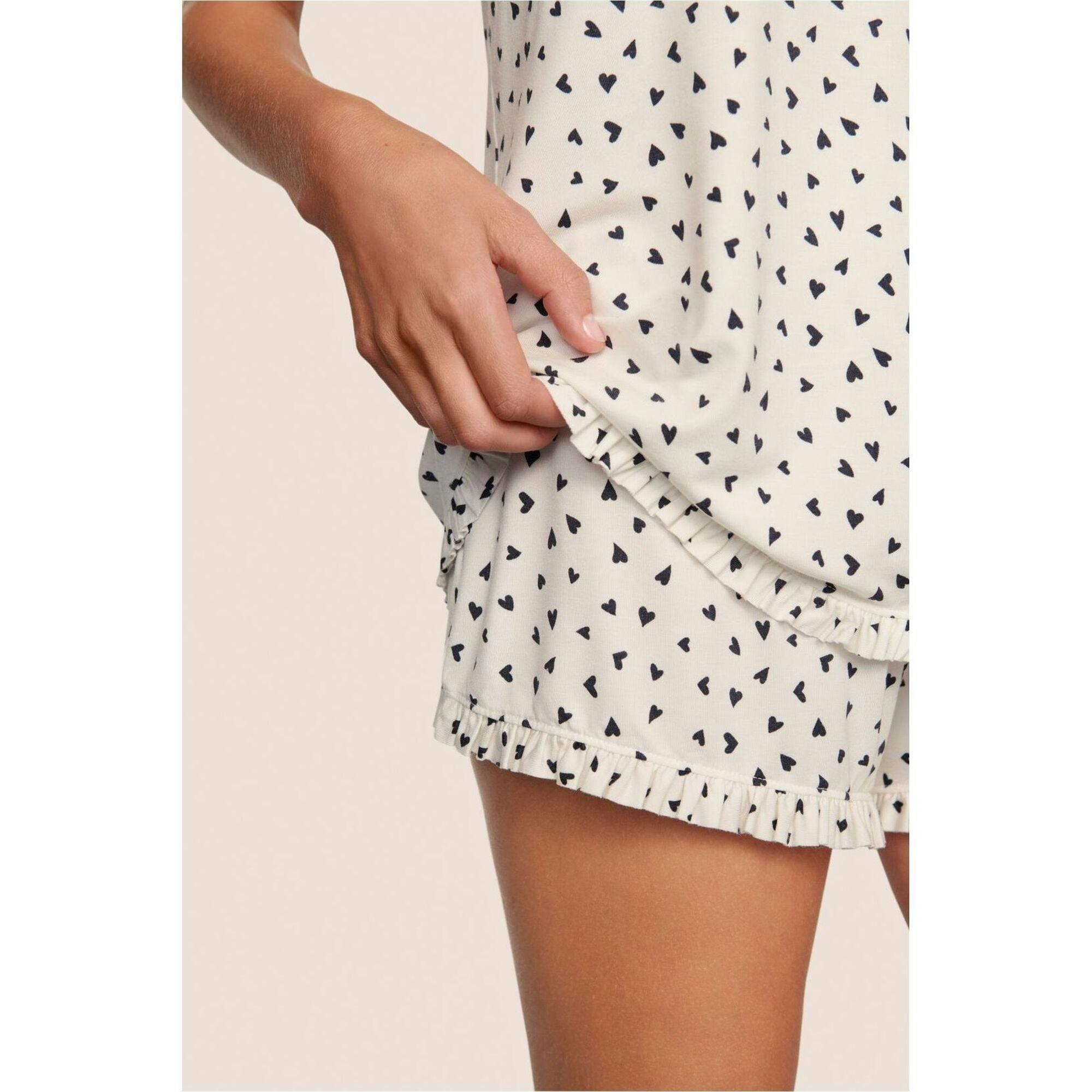 Gisele TENCEL™ Printed Modal Ruffle Cami & Shortie Short Set, White