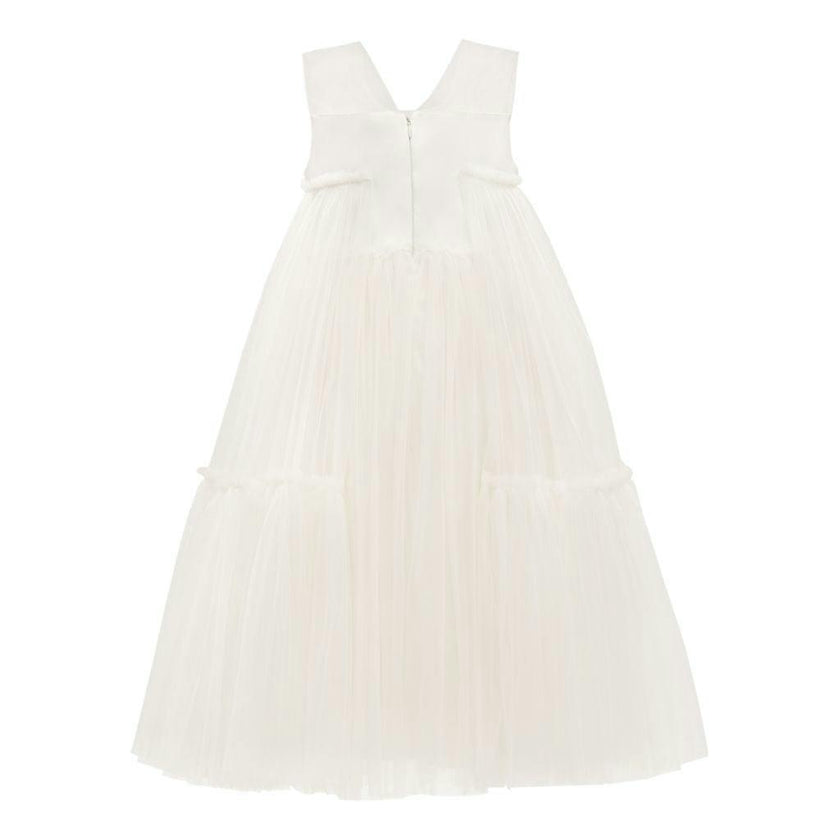 White Embroidered Tulle Dress