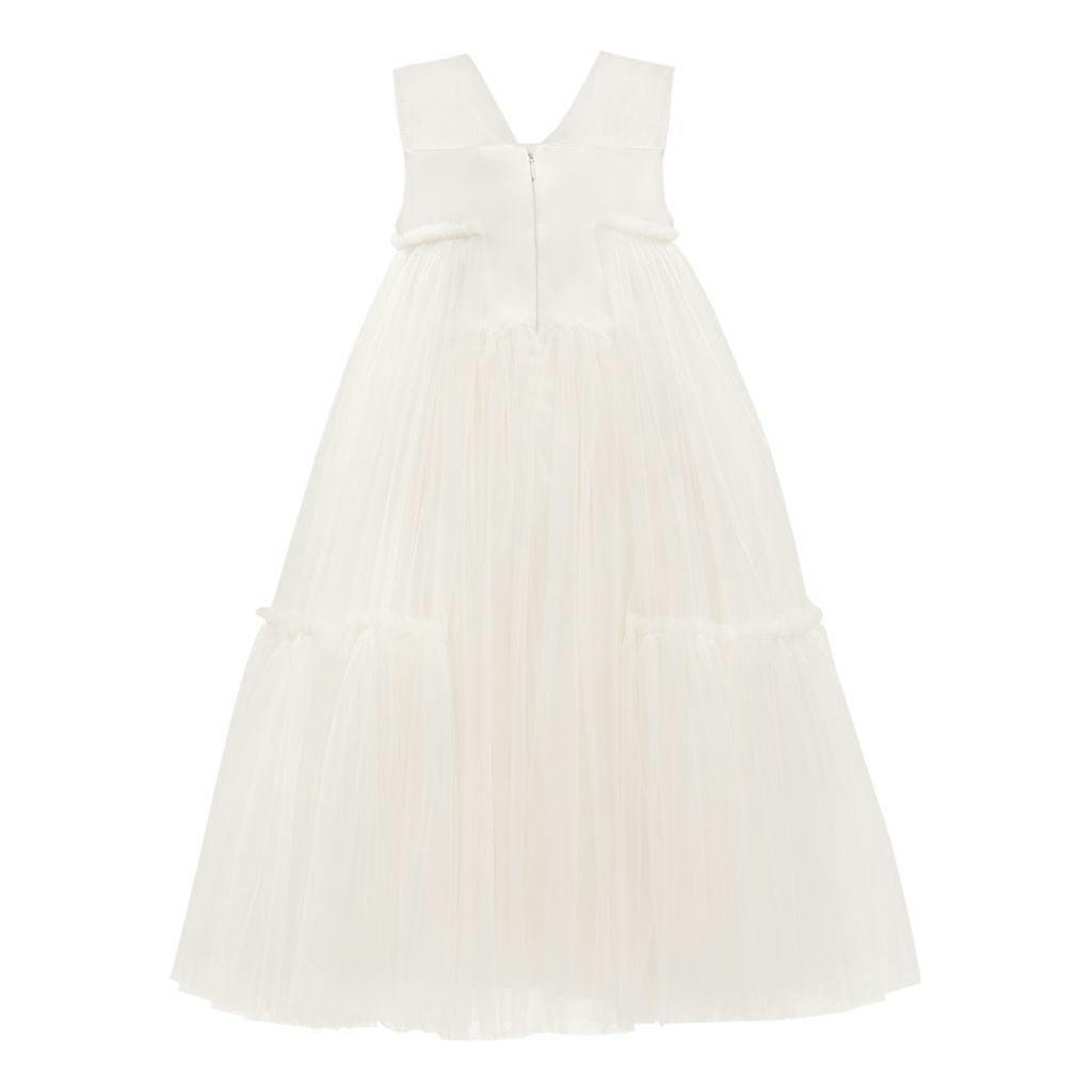 White Embroidered Tulle Dress