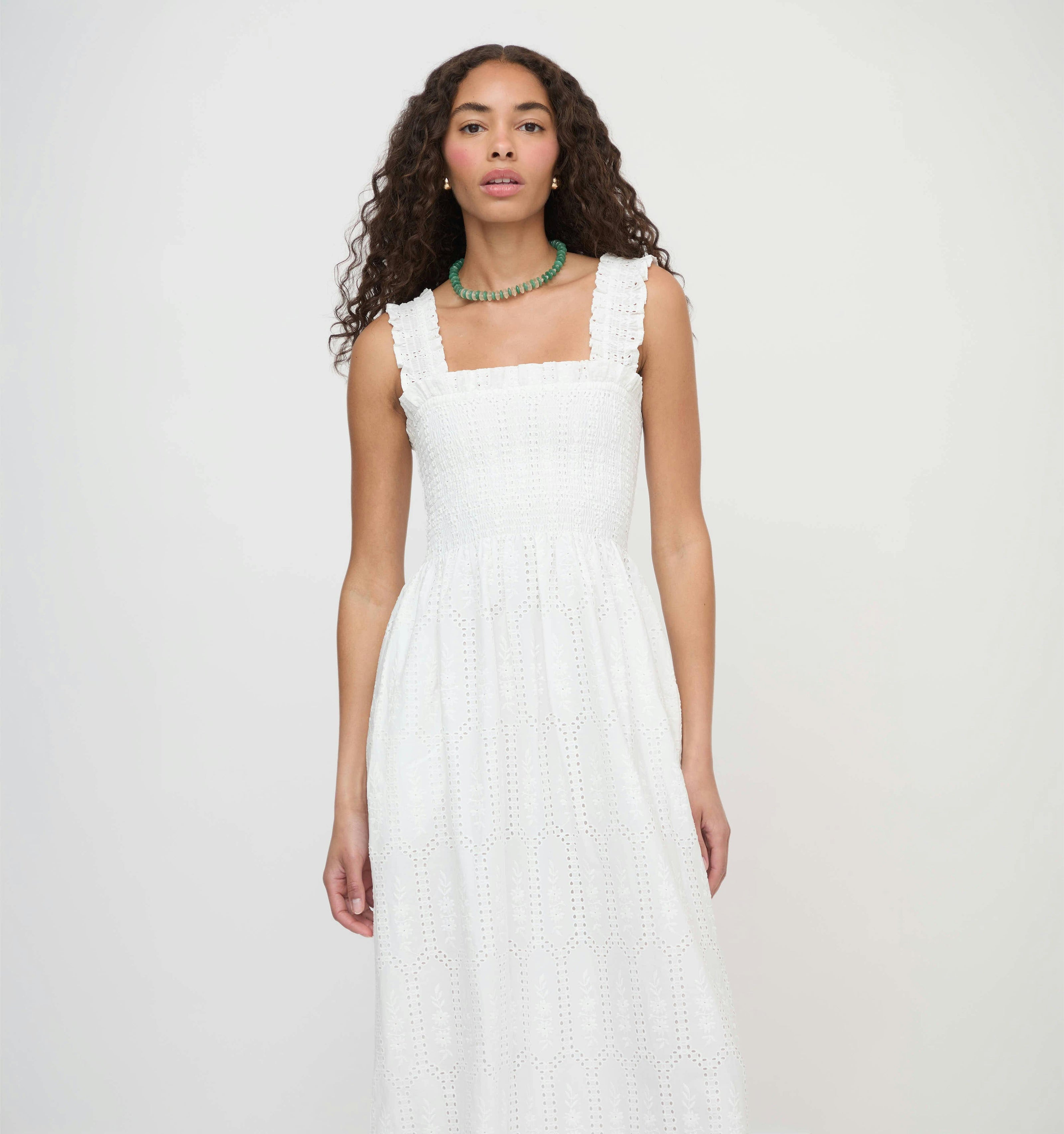 The Ashlyn Nap Dress - White Trellis Broderie