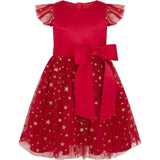 Stella Satin & Gold Star Girls Party Dress