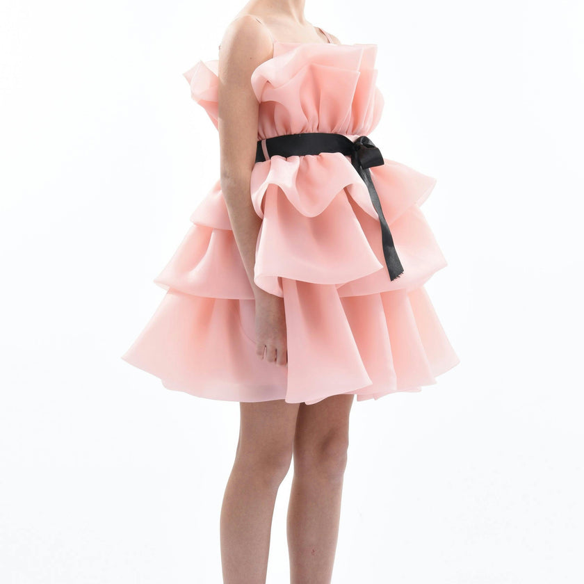Pink Noella Ruffle Bow Dress