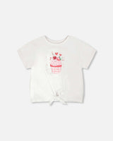 Organic Cotton Jersey T-Shirt With Tie At Waist