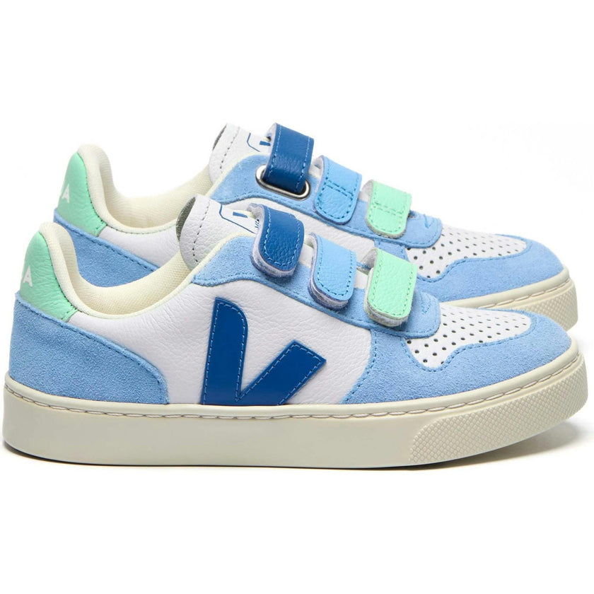 VEJA V-10 Chromefree Leather Sneakers - Indigo Ice