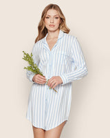 Women's Pima Nightshirt in Periwinkle Stripe