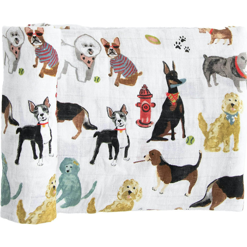 Cotton Muslin Swaddle Blanket - Woof