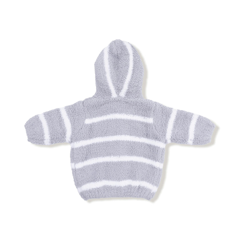 Chenille - Grey & Ivory Stripe Hooded Jacket