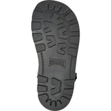 Brutus Fur Cushion Back Velcro Strap Leather Sandals, Black