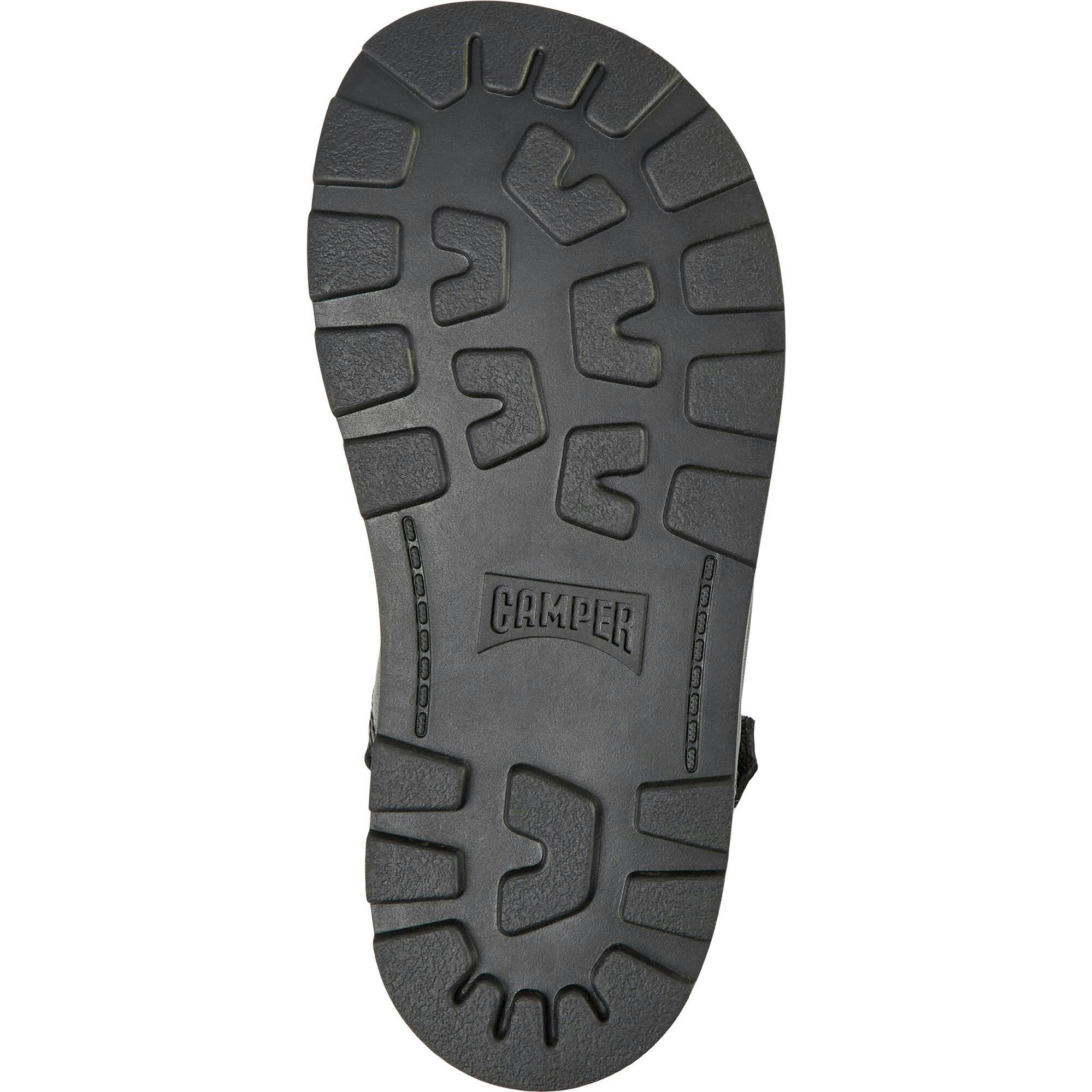Brutus Fur Cushion Back Velcro Strap Leather Sandals, Black