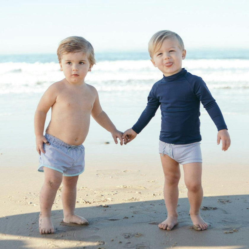 boys navy stripe boardie