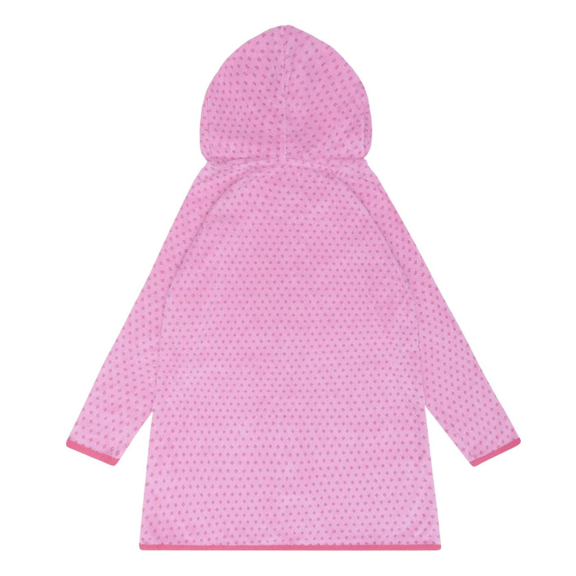 girls blush dot french terry hooded zipper coverup