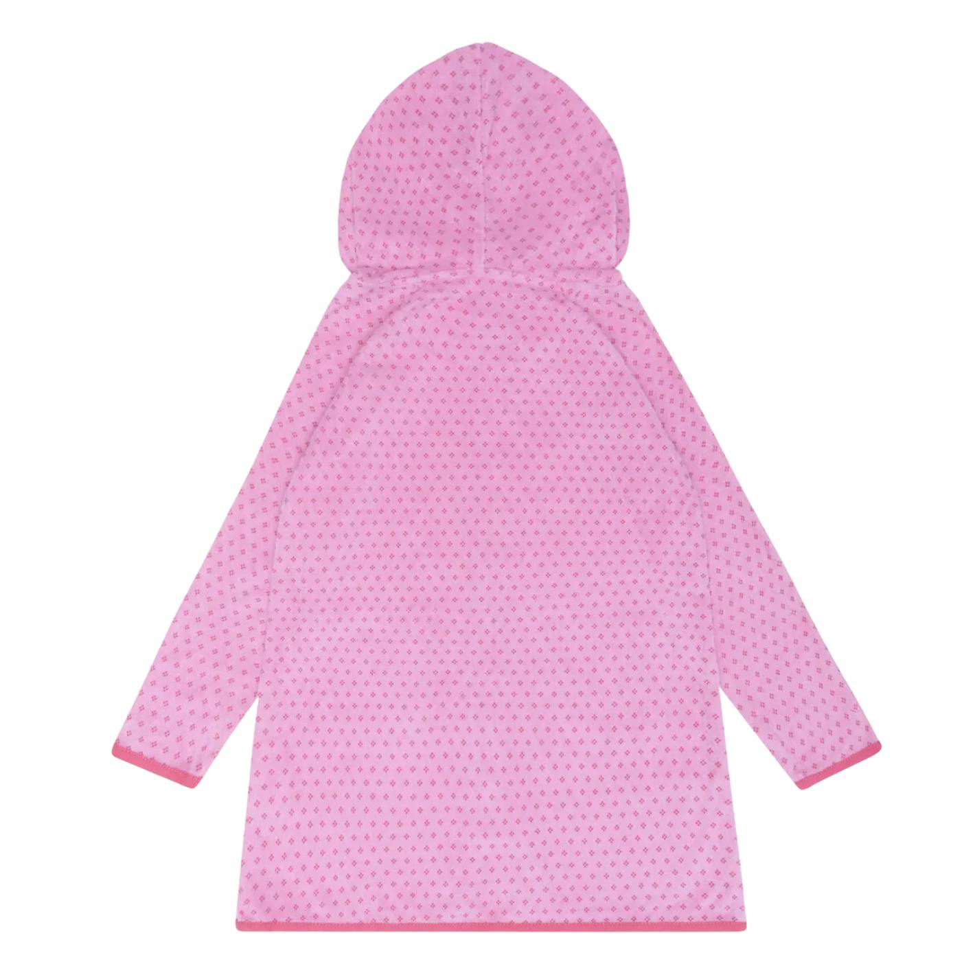 girls blush dot french terry hooded zipper coverup