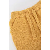 Fuzzy Drawstring Waist Ribbed Cuff Joggers