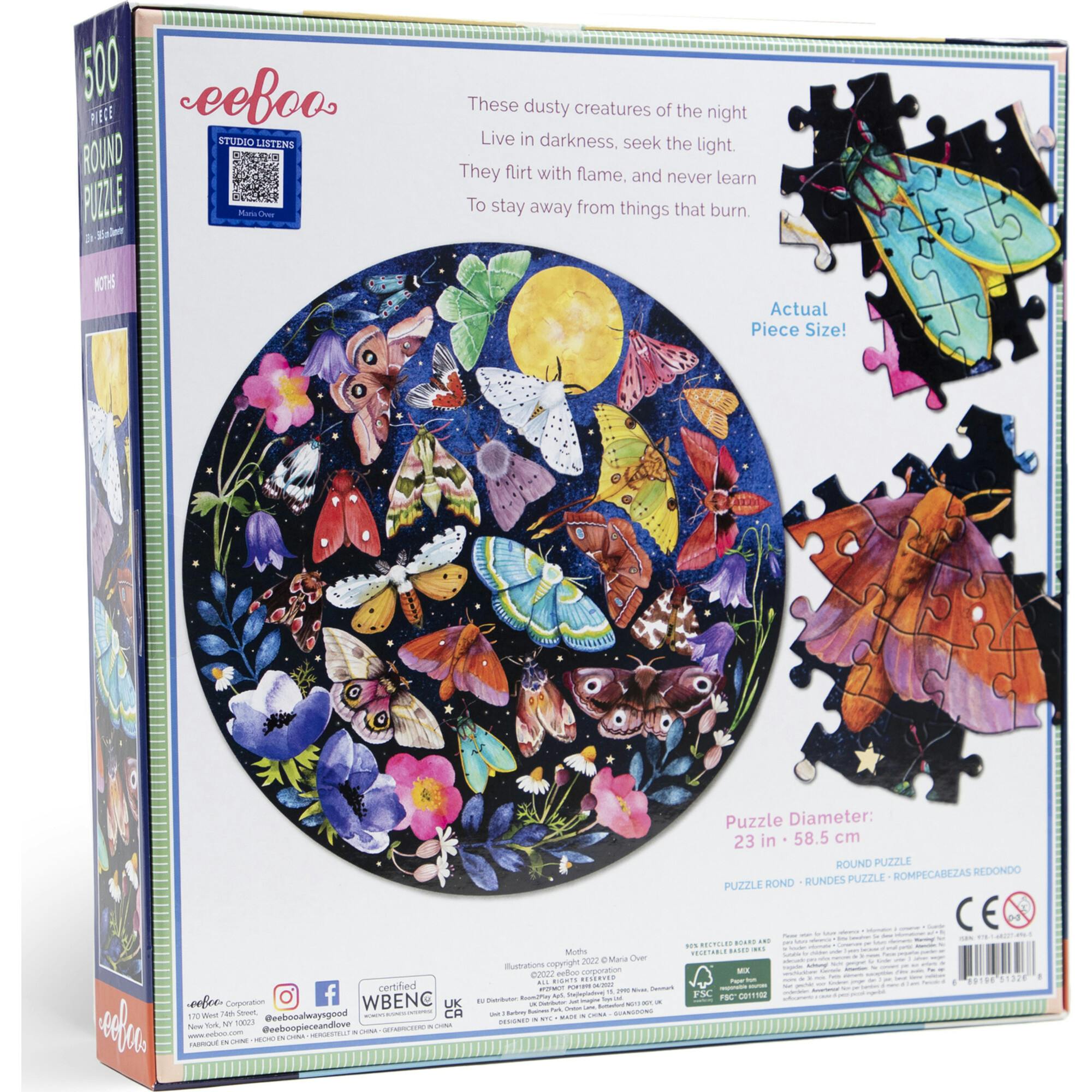 Piece and Love Moths 500 Piece Jigsaw Puzzle