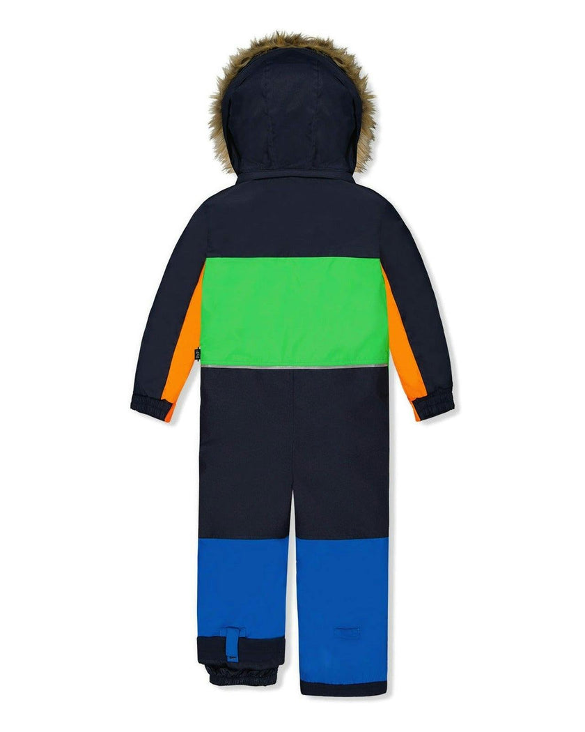 Kids One Piece Discover Snowsuit Blue Green and Orange