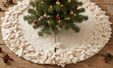 Handmade Felt Mini Christmas Tree Skirt - Cream Overlapping Flowers - 26"