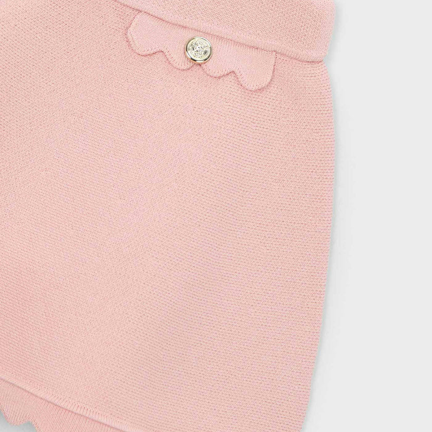 Pink Knitted Skirt With Scalloped Hem