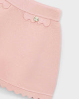 Pink Knitted Skirt With Scalloped Hem