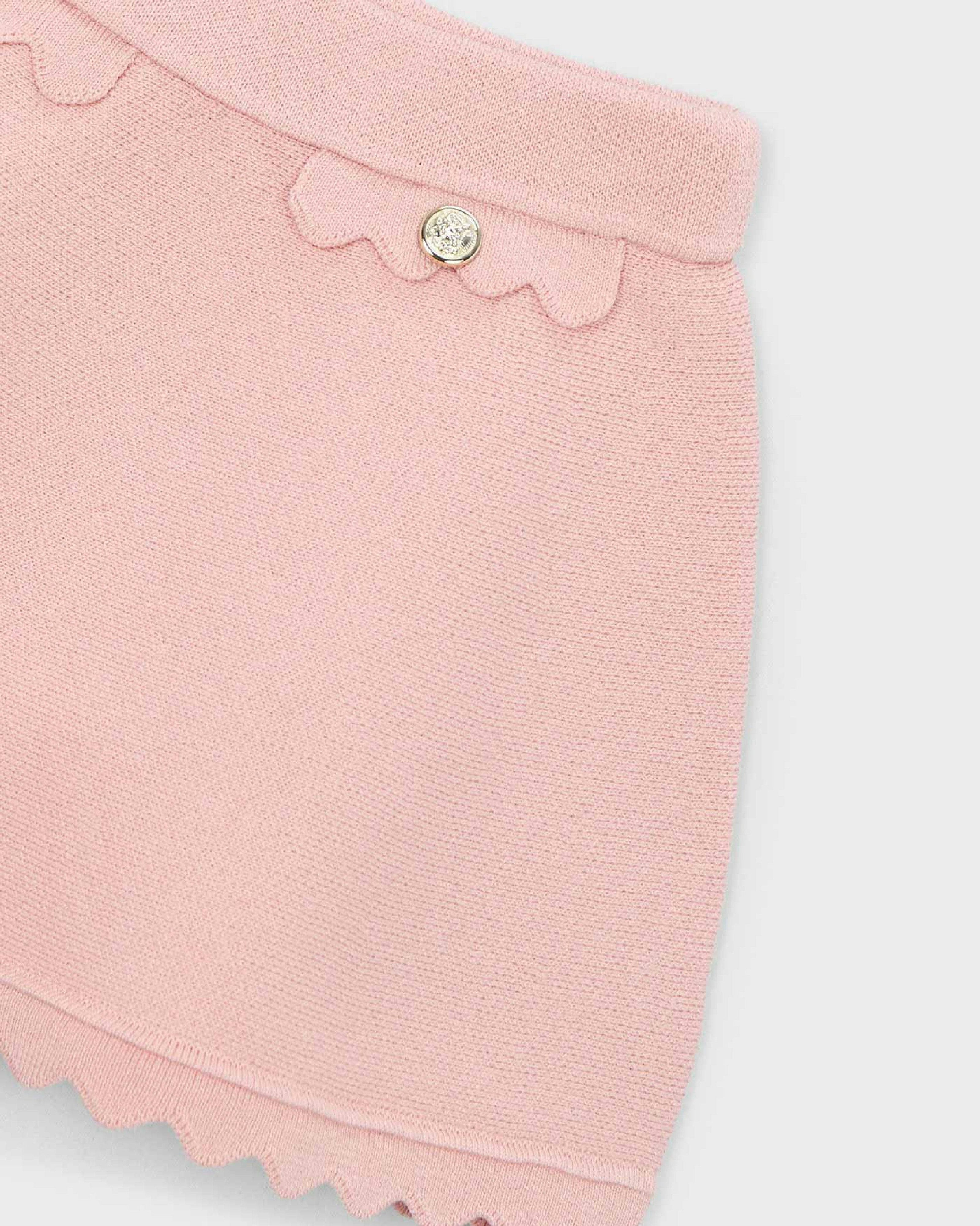 Pink Knitted Skirt With Scalloped Hem
