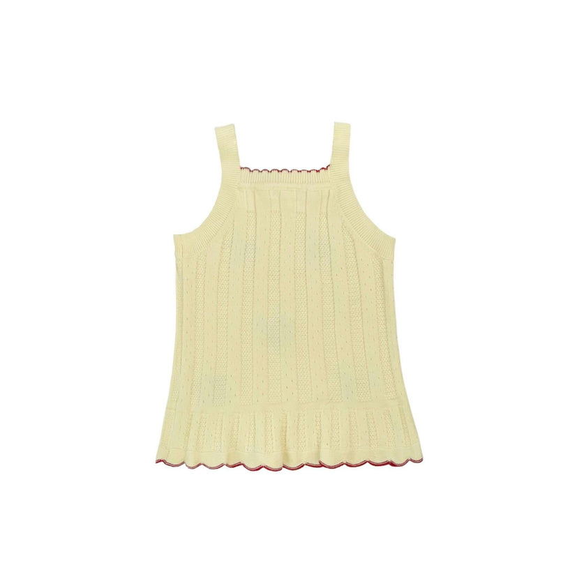 Scalloped Cherry Knit Cotton Dress