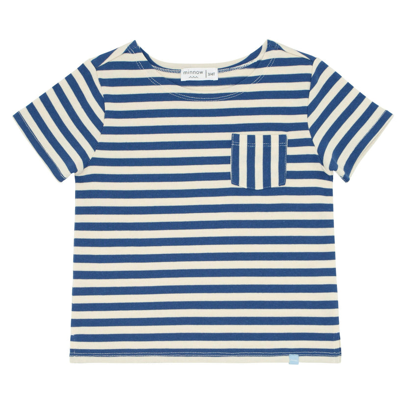 Unisex Stripe Short Sleeve Boat Neck Tee