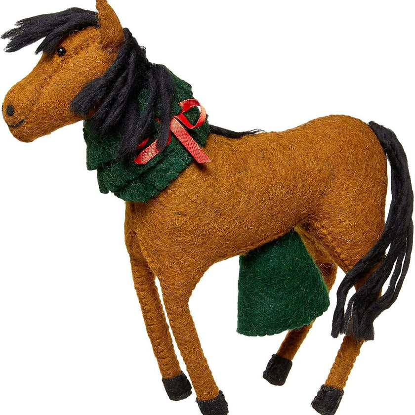 Hand Felted Wool Horse Wreath Christmas Tree Topper Arcadia Home