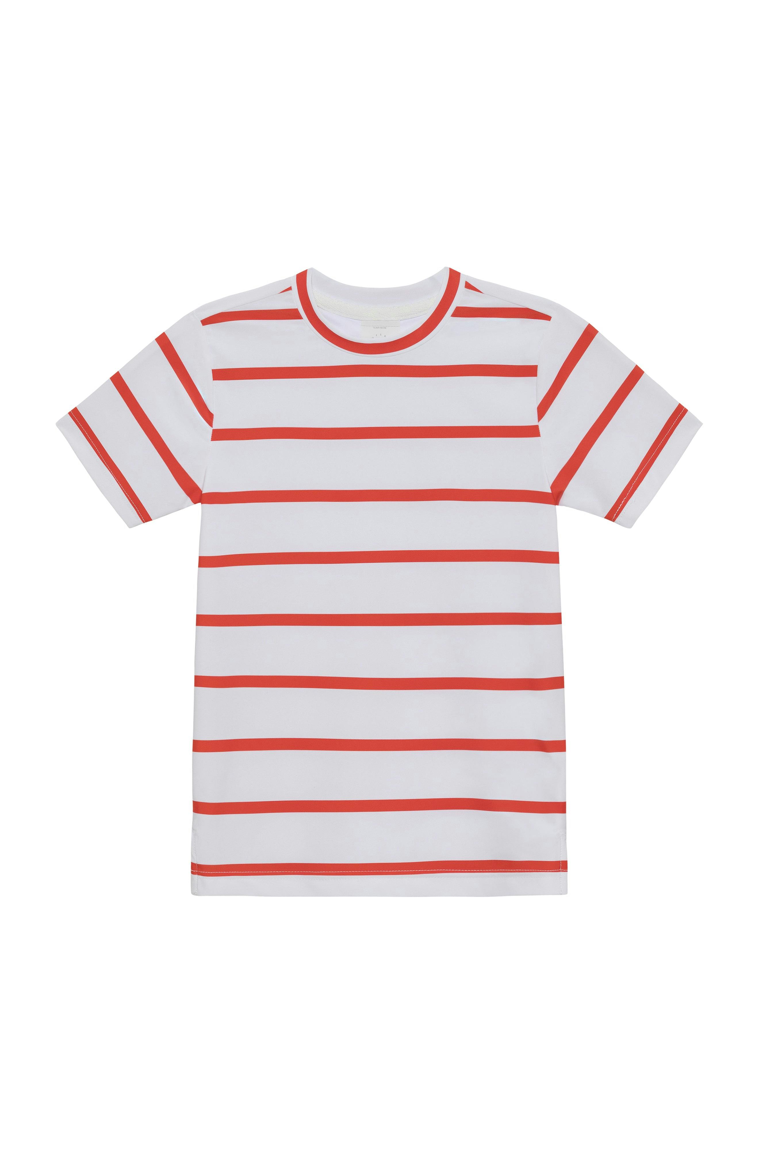 red and white stripe practice shirt