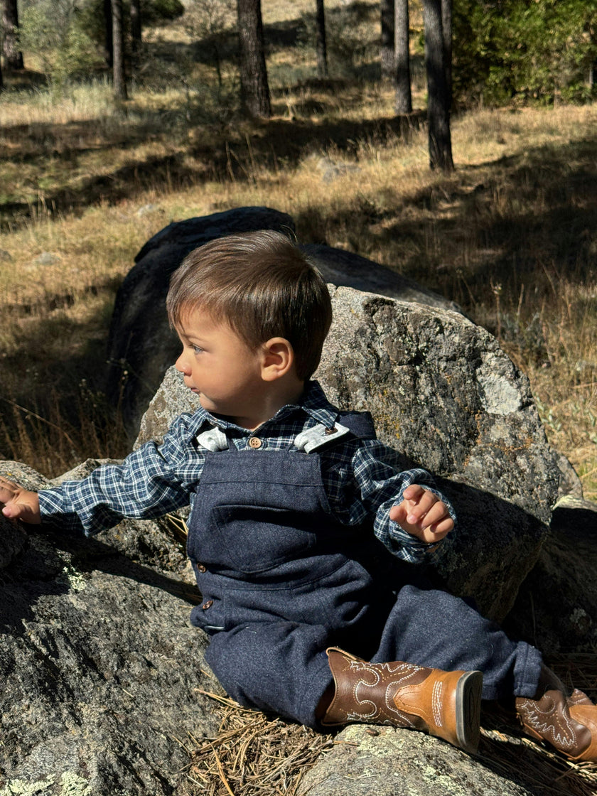 JASPER Blue/Aqua washed plaid Woven Onesie