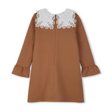 Brown Lace Collar Dress