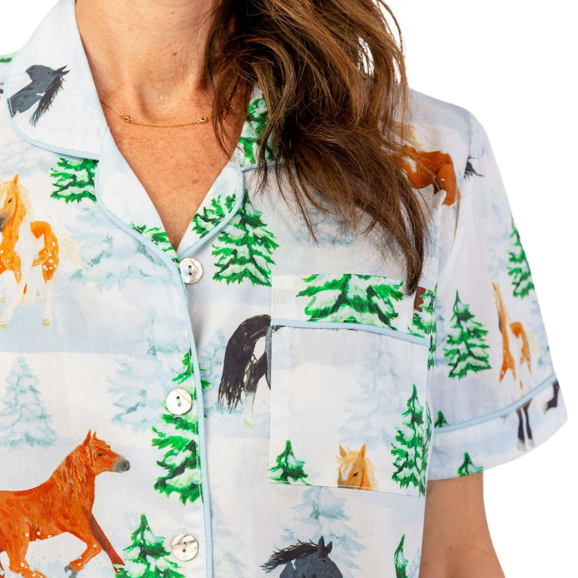 Women's Skydog Wild & Free Short PJ Set - Organic Cotton Poplin