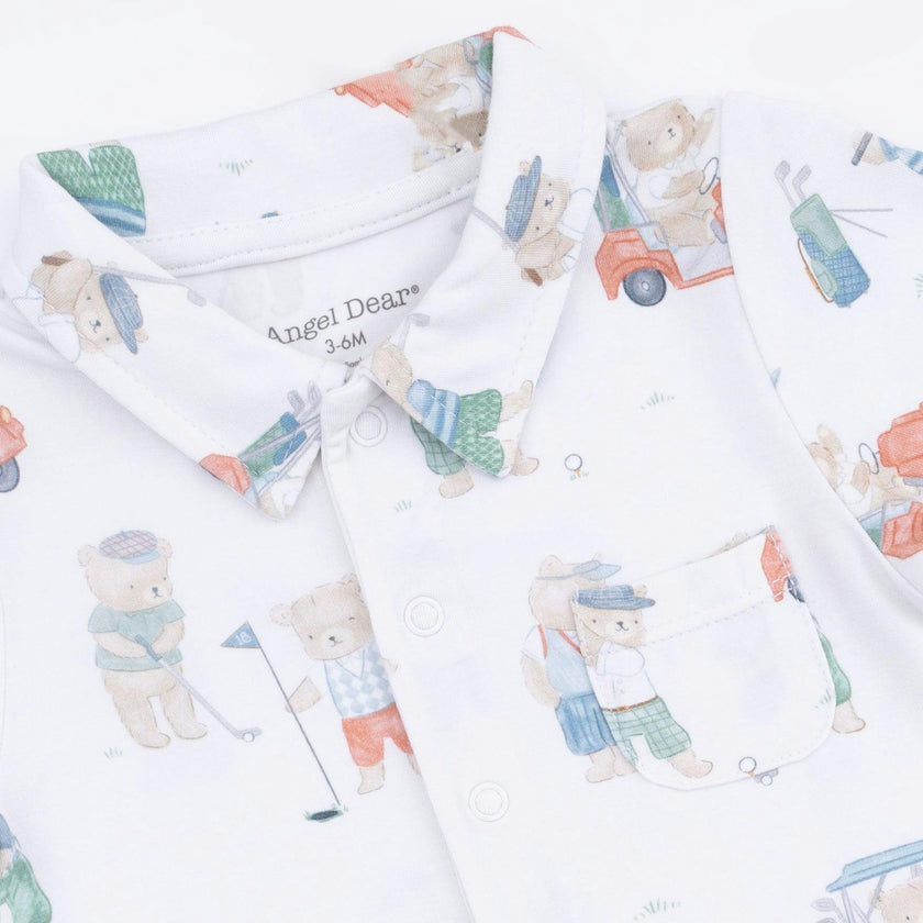 Golfing Teddy Bears - Polo Shortie with  Bucket hat