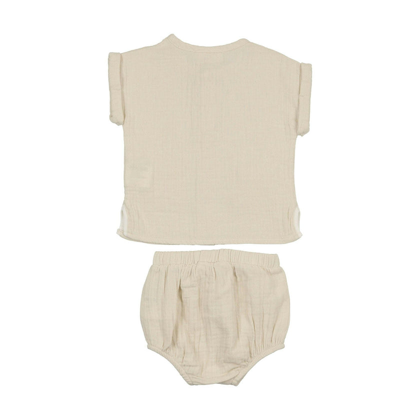 Pockets and Pleats Ensemble Ivory & Taupe
