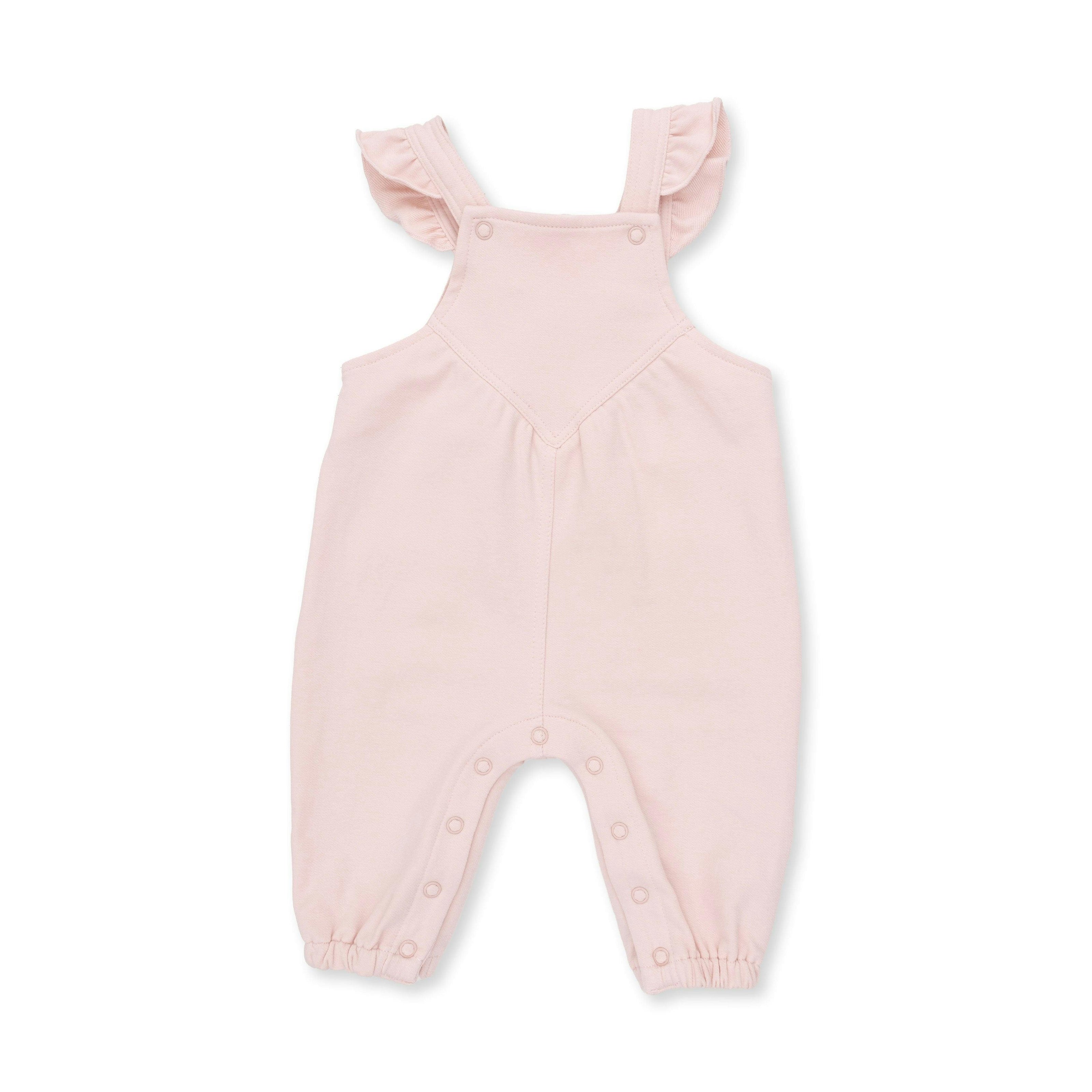 Solid Veiled Pink - Ruffle V-Overalls