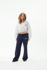 Mia White Grey French Terry Zip up Hoodie - Travel Set