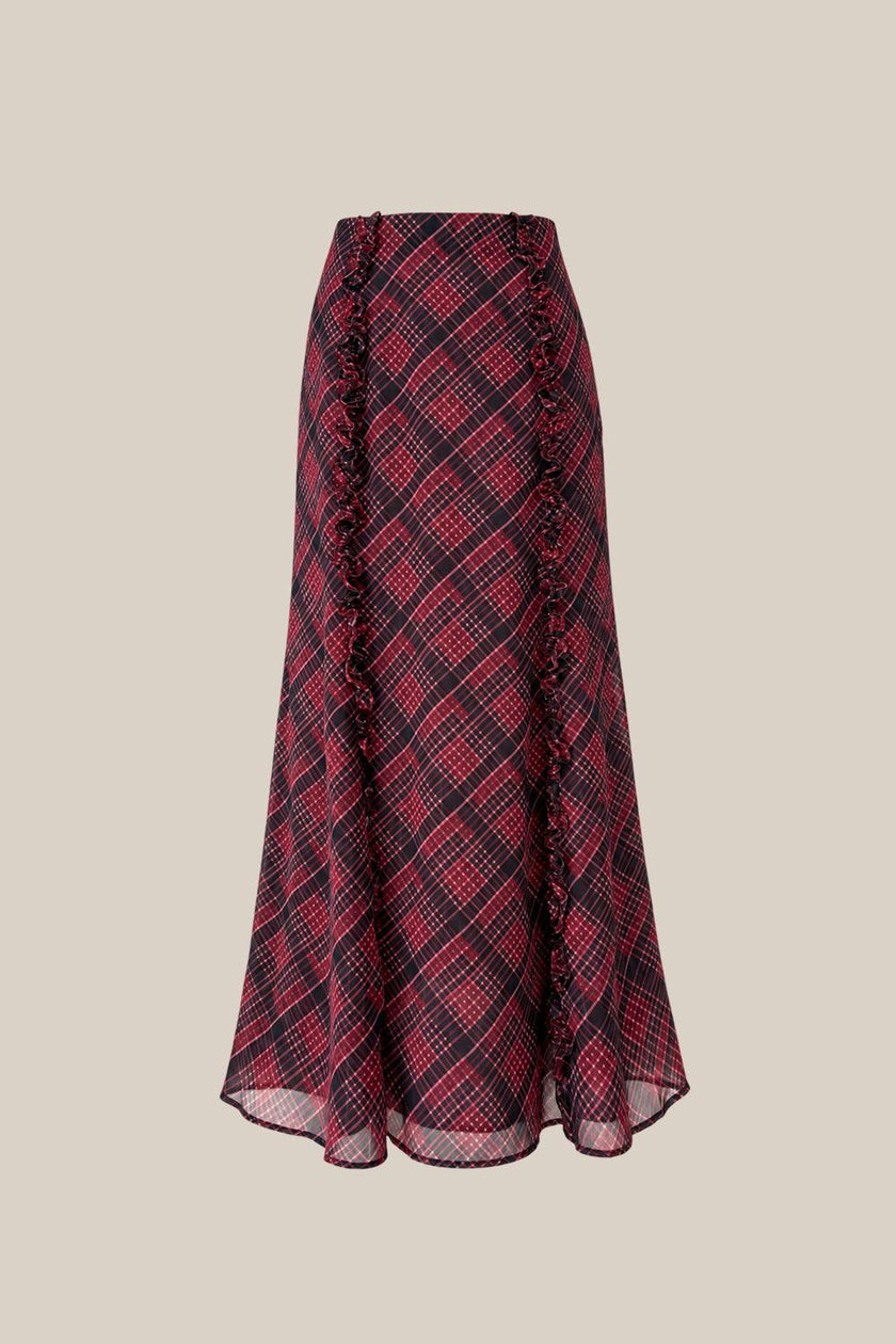Frida Skirt in Garnet Tinsel Plaid