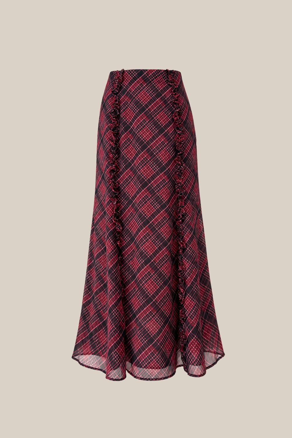 Frida Skirt in Garnet Tinsel Plaid