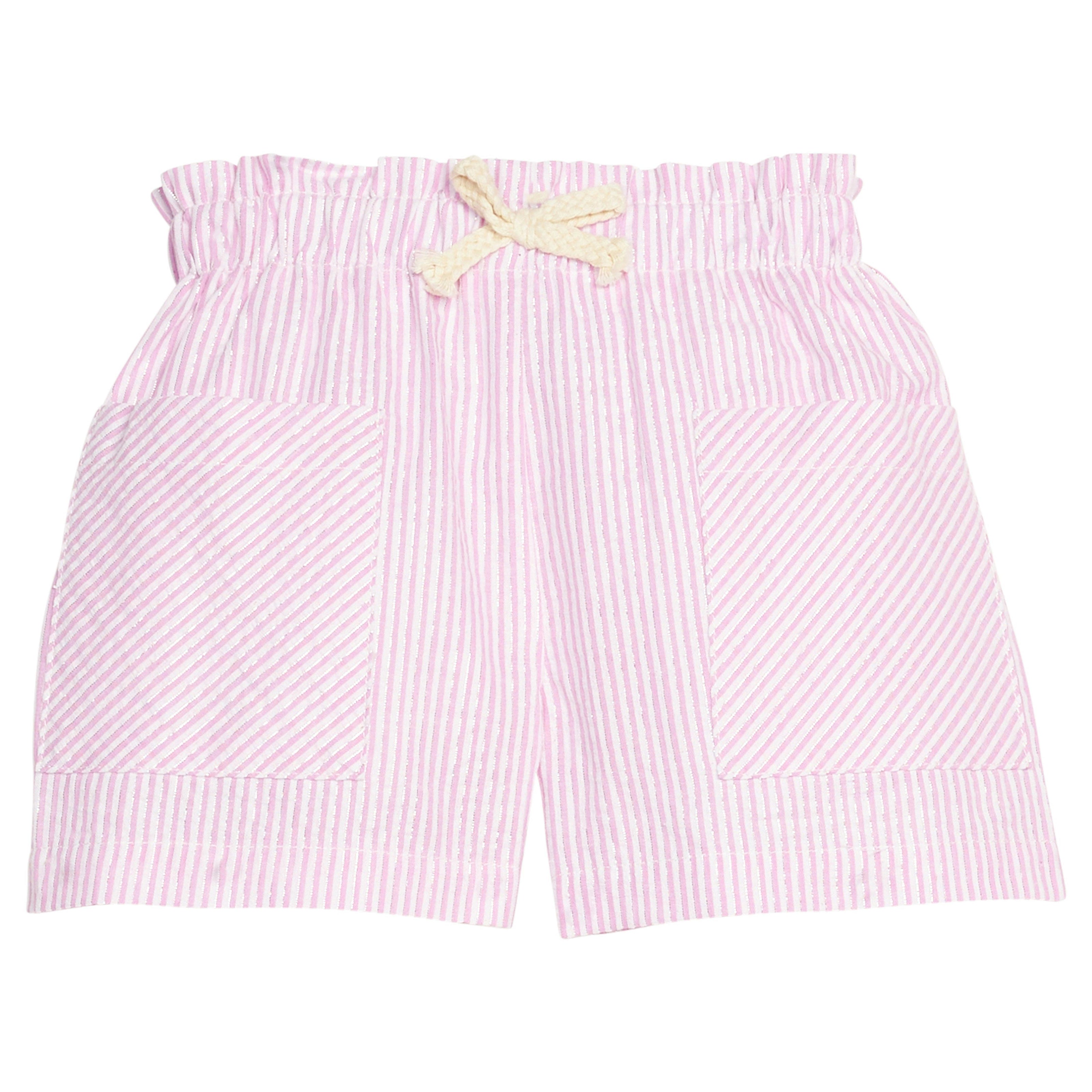 Patch Pocket Shorts - Pink Sparkle Seersucker